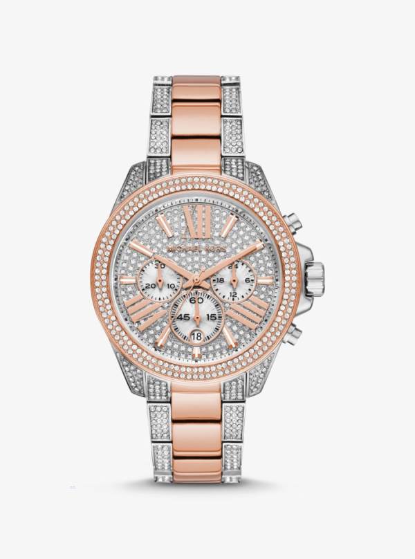 Damske Rose Gold-tone Hodinky Michael Kors Wren Pavé Two-Tone Titán Meď - Hodinky Michael Kors Nejlevnejsi | DRNGW-0698